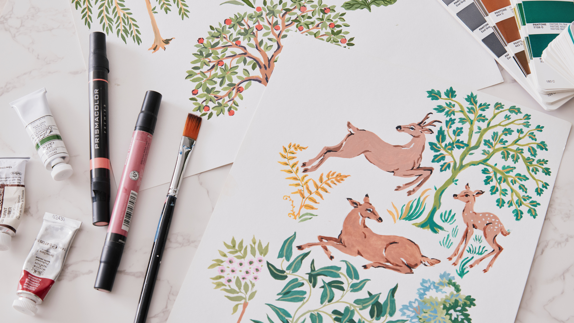 Dashing Deer Behind the Print 