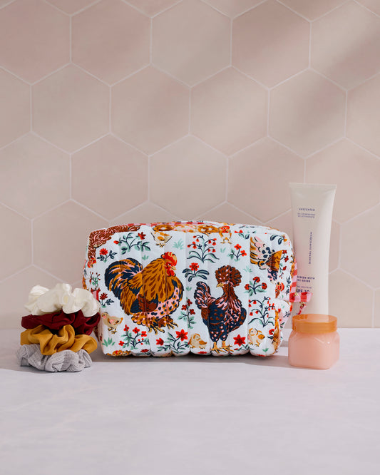 Must Love Chickens - Quilted Pouch - Cloud