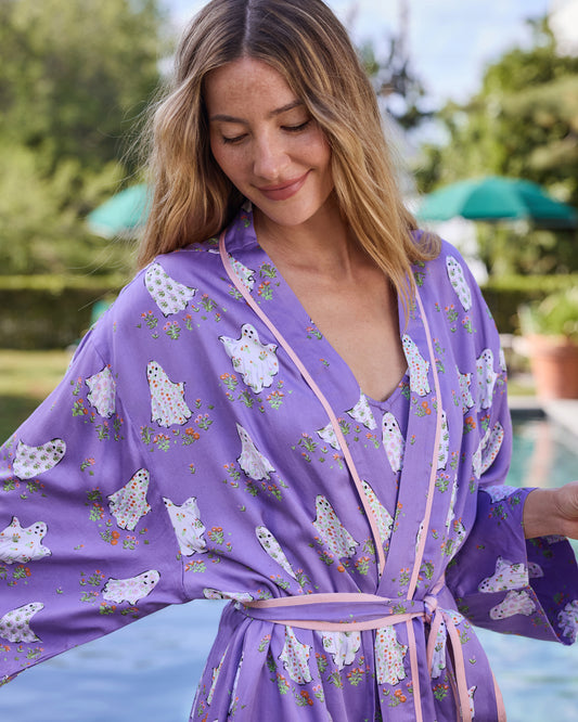 Gardening Ghosts - Eco Satin Robe - Eerie Amethyst