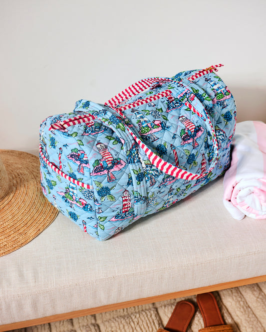 Lighthouse Keeper - Quilted Duffle Bag - Blue Hydrangea - Printfresh
