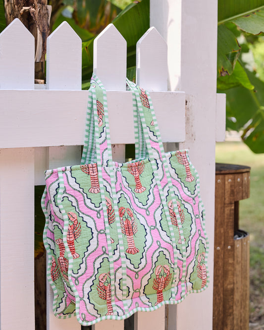 Lobster Lagoon - Scalloped Tote Bag - Pink Mojito - Printfresh