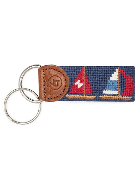 Blue Multi - Sailboat Needlepoint Keychain - Good Threads - Printfresh