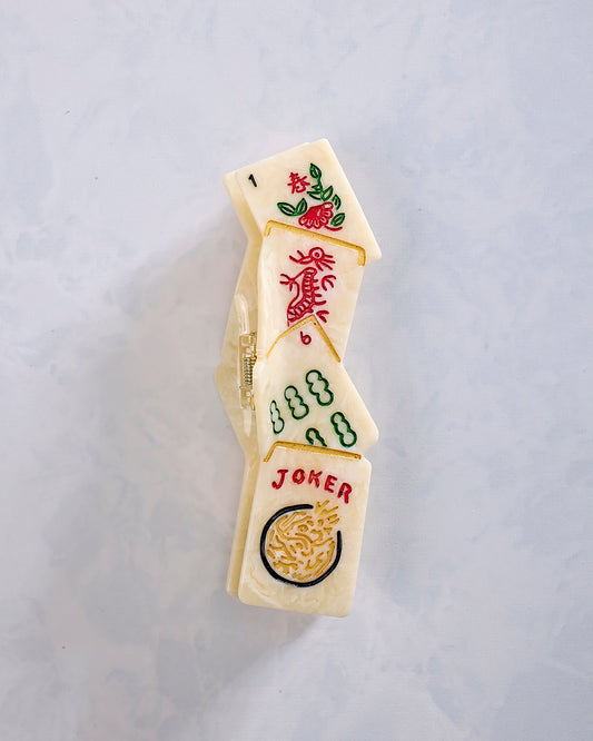 Multi - Hand Painted Mahjong Oversize Claw Clip - Solar Eclipse