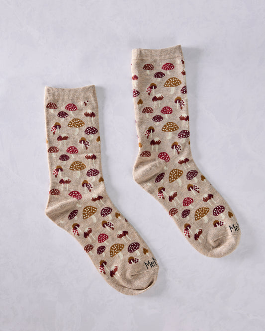 Tan Combo - Mushroom Field Bamboo Blend Crew Sock - Infinity Classics International Inc.